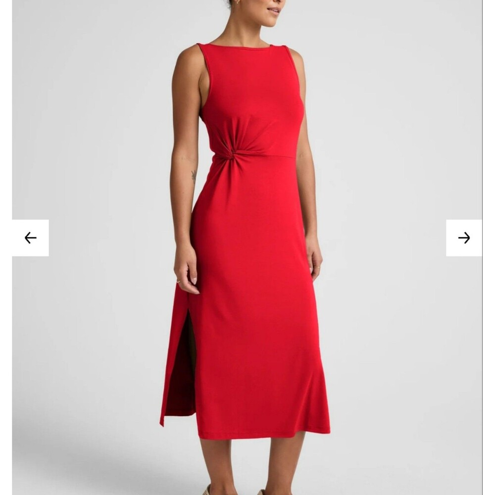 Beyond Yoga Rotation Side Twist Midi Dress in Candy Apple Red Size M lounge